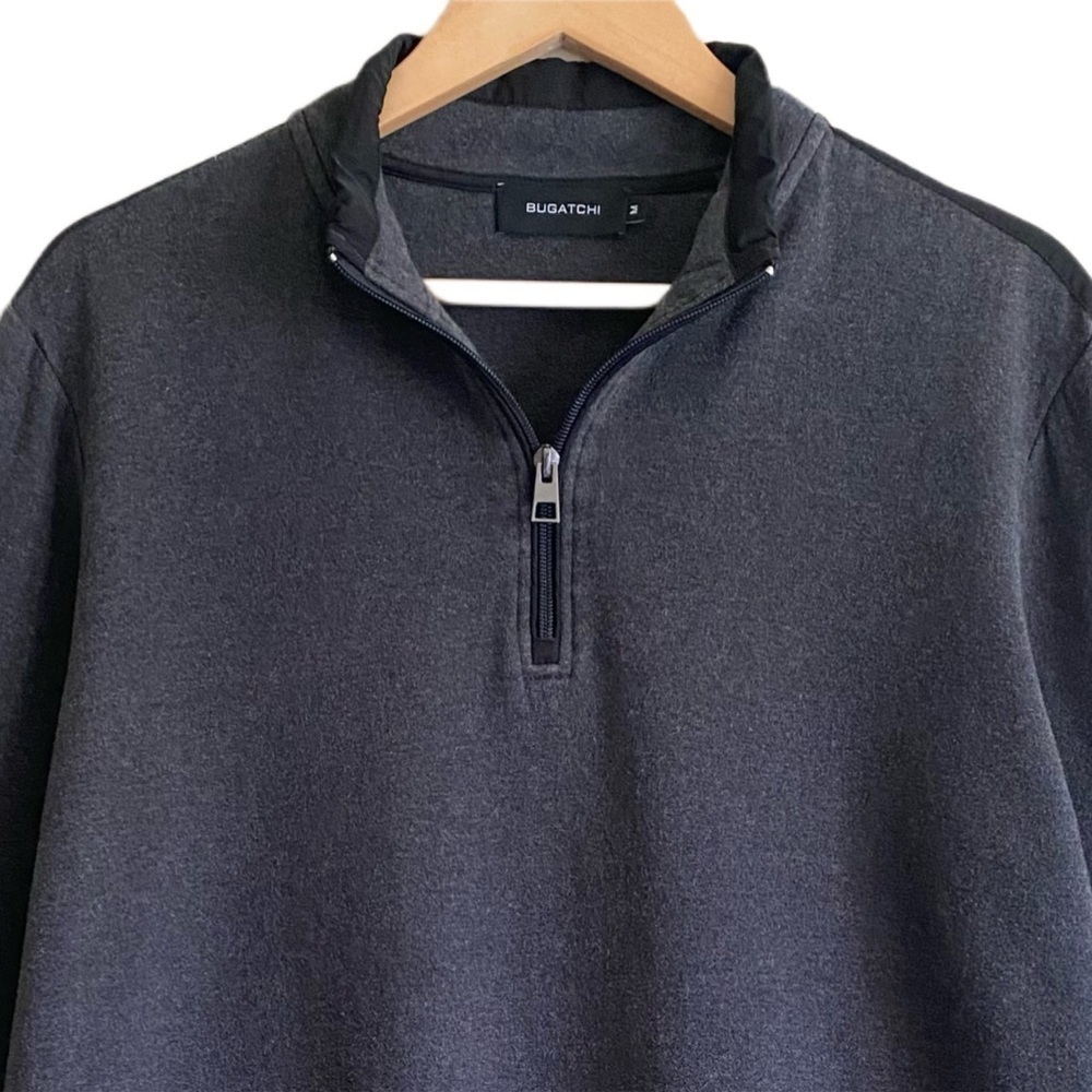 BUGATCHI Men’s Mixed Media Cotton Blend Quarter Zip Pullover Sweatshirt Size M - Picture 2 of 13